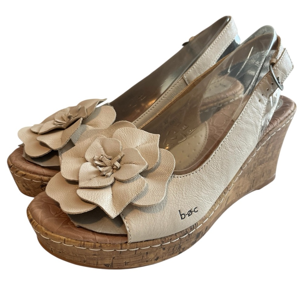 boc Cream Floral Wedge Slingback Sandal Comfort Heels